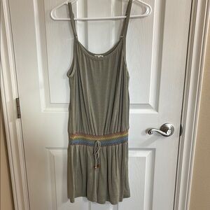 Green Sleeveless Romper with Rainbow Waistband